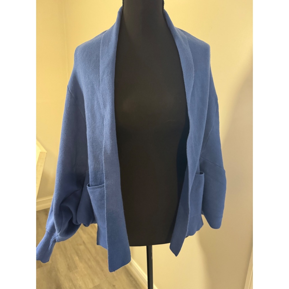 Pure Jill J. Jill Blue Open Front Cardigan Sweater Pockets XS Petite